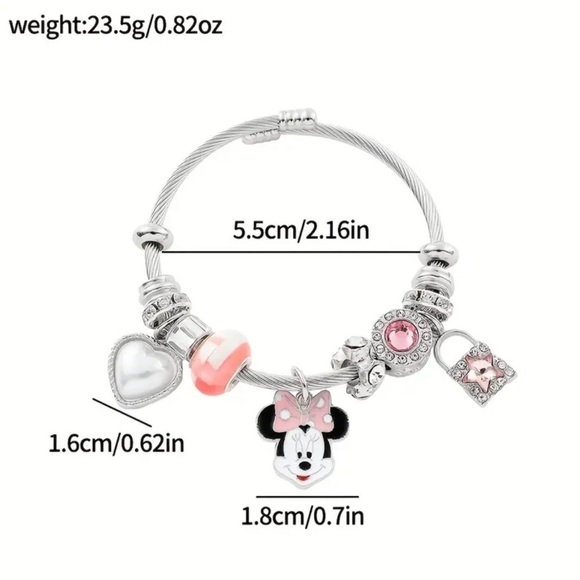 Women’s/Girls Disney Inspired Minnie Mouse Fashion Charm Bracelet - NWT - Picture 3 of 5